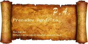 Preradov Agnéta névjegykártya